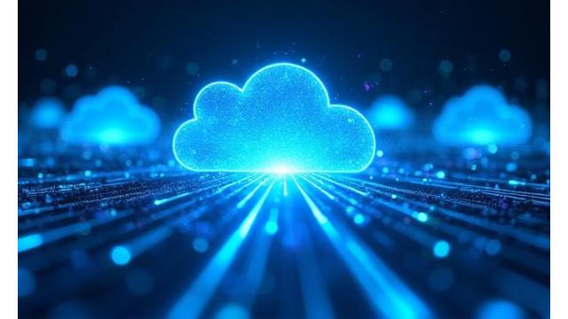 Image symbolizing future connectivity with fiber optic lines and cloud icons.